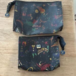 2 Piero Guidi the magic Circus black pouches vintage bag clutch made in Italy